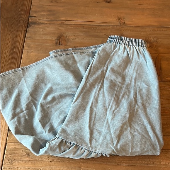 Pink Lily Light Blue Denim Long A-Line Skirt - Picture 3 of 4